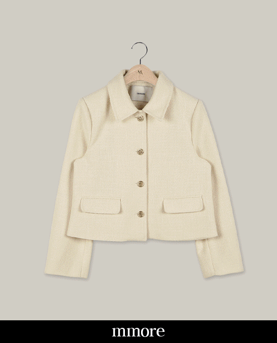 [mmore] mouche single collar tweed jacket