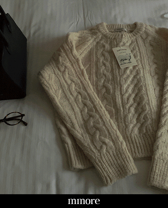 [11주년세일][당일발송][mmore] noel vintage wool cable knit (wool 100%)