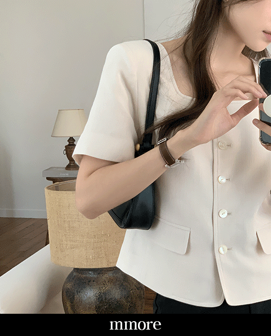 [신상할인][당일발송][mmore] linen square-neck tweed jacket (linen 6%)
